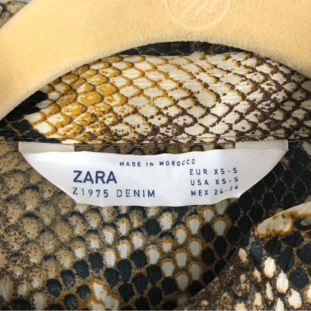 Zara Python Snake Print Button Up Tunic Blouse To… - image 4